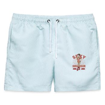 Sexy Clowngirl Clowngirl Clown - Männer Badeshorts - hellblau gestreift - Vorne - AI Model Male 178 light (178cm)