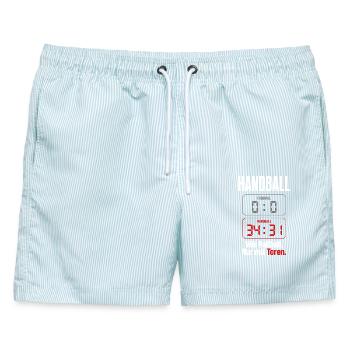 Anzeigetafel 0:0 vs 34:31 – Handballer Shirt - Männer Badeshorts - hellblau gestreift - Vorne - AI Model Male 178 light (178cm)