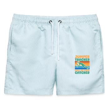 Frog Catcher Jumper Tracker Call Me Catcher Frog - Männer Badeshorts - hellblau gestreift - Vorne - AI Model Male 178 light (178cm)