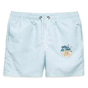 Meer im Kopf Sand in den Schuhen - Männer Badeshorts - hellblau gestreift - Vorne - AI Model Male 178 light (178cm)