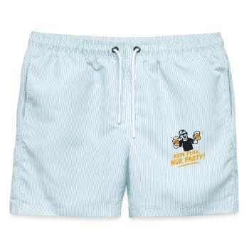 Kein Plan, Nur Party - Bierlaune - Männer Badeshorts - hellblau gestreift - Vorne - AI Model Male 178 light (178cm)