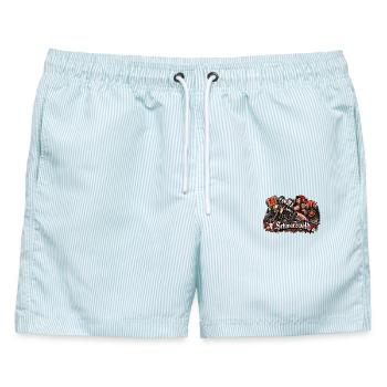  Schwarzwald Bikerin Hell Yeah Motorrad Und - Männer Badeshorts - hellblau gestreift - Vorne - AI Model Male 178 light (178cm)