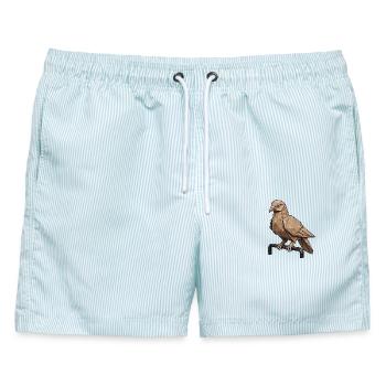 Papiervogel Kunst - Männer Badeshorts - hellblau gestreift - Vorne - AI Model Male 178 light (178cm)