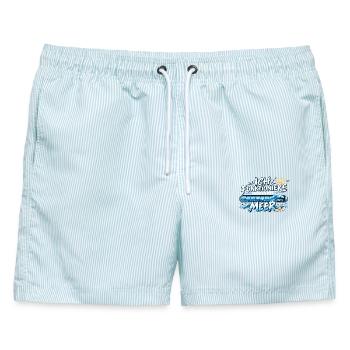 MeerPower: Voll Aufgeladen - Männer Badeshorts - hellblau gestreift - Vorne - AI Model Male 178 light (178cm)