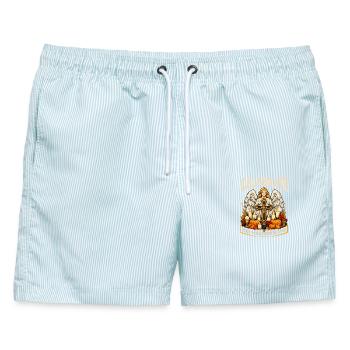 Katholischen Kirche Zu Halloween - Männer Badeshorts - hellblau gestreift - Vorne - AI Model Male 178 light (178cm)
