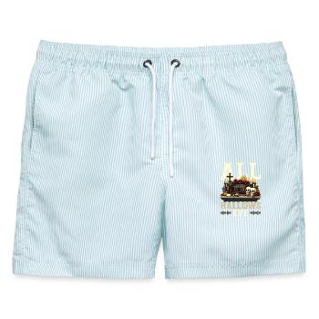 Katholischen Kirche Zu Halloween - Männer Badeshorts - hellblau gestreift - Vorne - AI Model Male 178 light (178cm)