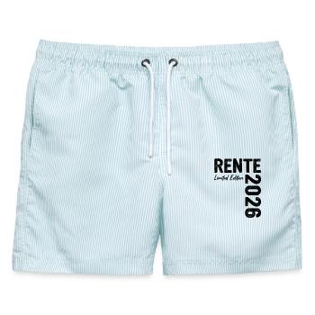 Rente 2026 Limited Edition Ruhestand - Männer Badeshorts - hellblau gestreift - Vorne - AI Model Male 178 light (178cm)