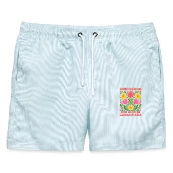 Danke das Du uns beim Wachsen geholfen hast! - Männer Badeshorts - hellblau gestreift - Vorne - AI Model Male 178 light (178cm)