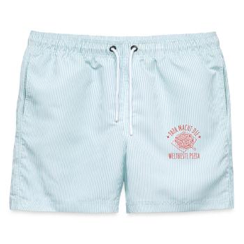 Papa macht die weltbeste Pizza Retro Pizzabäcker - Männer Badeshorts - hellblau gestreift - Vorne - AI Model Male 178 light (178cm)