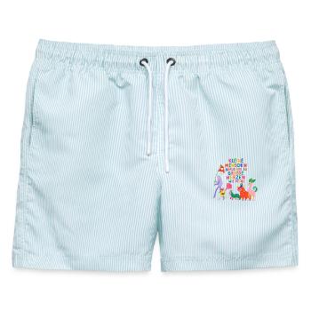 Kleine Menschen brauchen so große Herzen wie deins - Männer Badeshorts - hellblau gestreift - Vorne - AI Model Male 178 light (178cm)