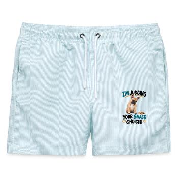  Im Judging Your Snack Choices Französische - Männer Badeshorts - hellblau gestreift - Vorne - AI Model Male 178 light (178cm)