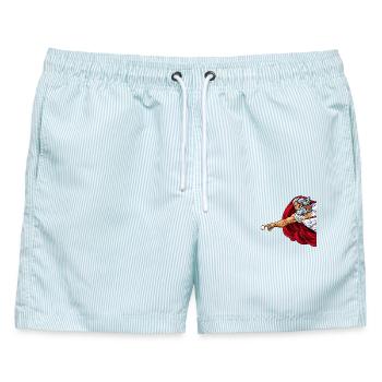Göttlicher Billiard Spieler - Billard Bilder - Männer Badeshorts - hellblau gestreift - Vorne - AI Model Male 178 light (178cm)