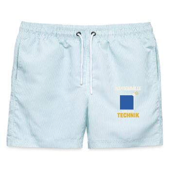Tischtennis Kantenball Shirt – Minimalistisch - Männer Badeshorts - hellblau gestreift - Vorne - AI Model Male 178 light (178cm)