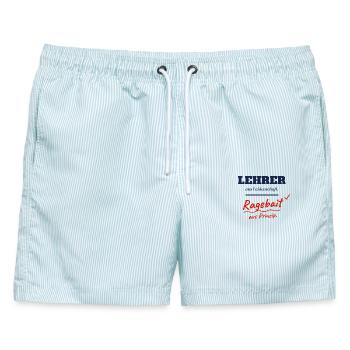 Lehrer aus Leidenschaft Ragebait Jugendwort 2026 - Männer Badeshorts - hellblau gestreift - Vorne - AI Model Male 178 light (178cm)