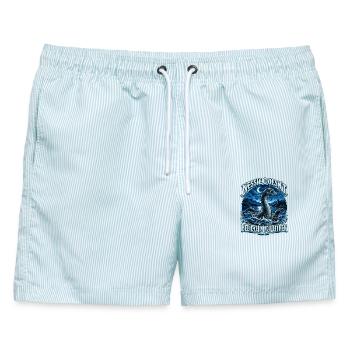  Nessie Doesn't Believe In You Either Loch Ness - Männer Badeshorts - hellblau gestreift - Vorne - AI Model Male 178 light (178cm)