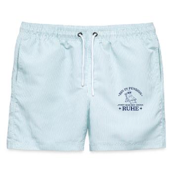 Pension hab ich meine Ruhe Pensionärin Schaf - Männer Badeshorts - hellblau gestreift - Vorne - AI Model Male 178 light (178cm)