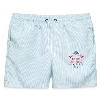 Danke für Alles - Männer Badeshorts - hellblau gestreift - Vorne - AI Model Male 178 light (178cm)