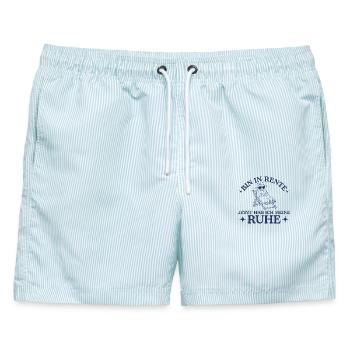 Rente hab ich meine Ruhe Rentnerin Schaf - Männer Badeshorts - hellblau gestreift - Vorne - AI Model Male 178 light (178cm)