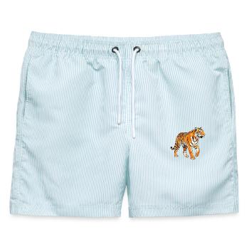 Poly Stil Tiger - Männer Badeshorts - hellblau gestreift - Vorne - AI Model Male 178 light (178cm)