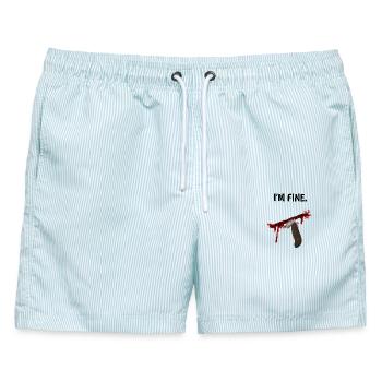 I'm fine - Messer mit Blutspritzern - Männer Badeshorts - hellblau gestreift - Vorne - AI Model Male 178 light (178cm)