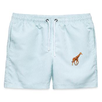 Poly Stil Giraffe - Männer Badeshorts - hellblau gestreift - Vorne - AI Model Male 178 light (178cm)