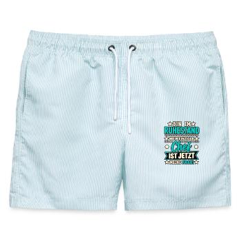 Ruhestand: Chefin Ist Jetzt Meine Frau - Männer Badeshorts - hellblau gestreift - Vorne - AI Model Male 178 light (178cm)
