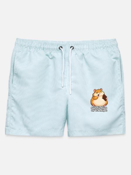 Hamster auf dem Weg zur Traumfigur - Männer Badeshorts - hellblau gestreift