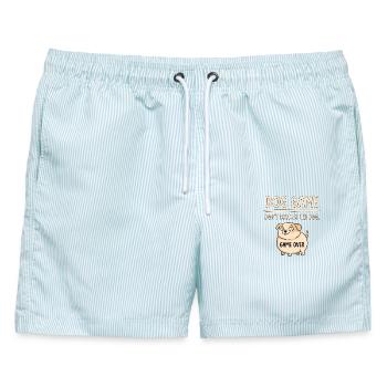Hunde Spiel Nicht Gucken - Männer Badeshorts - hellblau gestreift - Vorne - AI Model Male 178 light (178cm)
