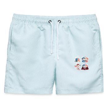 Skiurlaub Weintrinker Snowboard Wintersport - Männer Badeshorts - hellblau gestreift - Vorne - AI Model Male 178 light (178cm)