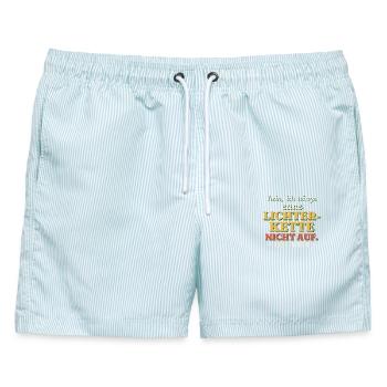 Ich hänge eure Lichterkette nicht auf - Elektriker - Männer Badeshorts - hellblau gestreift - Vorne - AI Model Male 178 light (178cm)