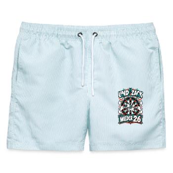Und Zack Wieder 26 Dartboard - Männer Badeshorts - hellblau gestreift - Vorne - AI Model Male 178 light (178cm)