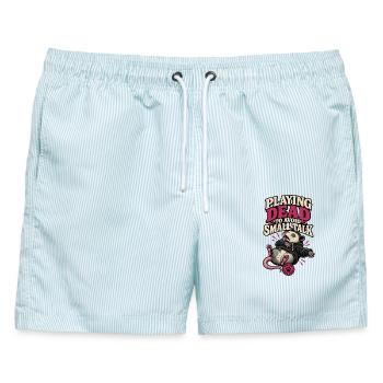 RobVibe Wild Club – Dead Opossum spielen - Männer Badeshorts - hellblau gestreift - Vorne - AI Model Male 178 light (178cm)