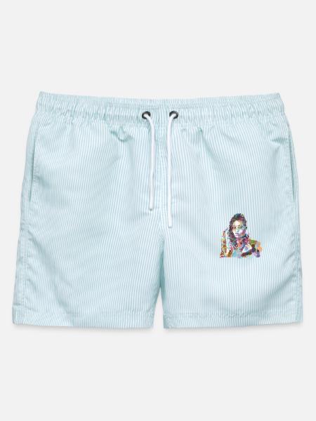 Lakecia - Männer Badeshorts - hellblau gestreift