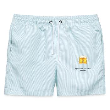 50. Geburtstag humorvolles Design Beruf Biersäufer - Männer Badeshorts - hellblau gestreift - Vorne - AI Model Male 178 light (178cm)