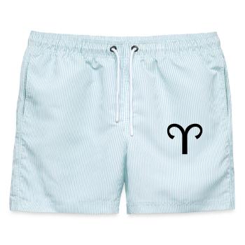 Sternzeichen Widder - Männer Badeshorts - hellblau gestreift - Vorne - AI Model Male 178 light (178cm)