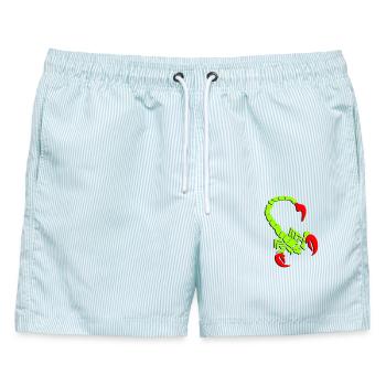 skorpion_01_3d_rot_2 - Männer Badeshorts - hellblau gestreift - Vorne - AI Model Male 178 light (178cm)