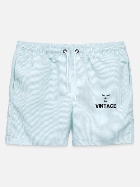 Vintage - Männer Badeshorts - hellblau gestreift