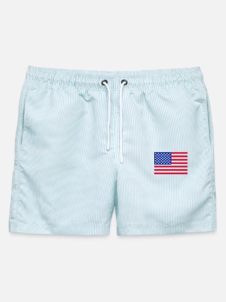 Flaggen-Design USA Retro Streifen - Männer Badeshorts - hellblau gestreift