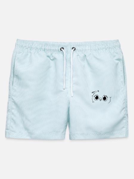 Eule - Männer Badeshorts - hellblau gestreift