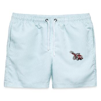 Roter Bagger Industrie - Männer Badeshorts - hellblau gestreift - Vorne - AI Model Male 178 light (178cm)