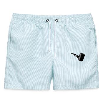 Poker Pfeife - Männer Badeshorts - hellblau gestreift - Vorne - AI Model Male 178 light (178cm)
