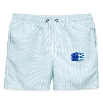GrecoEU-Flagge Fusion - Männer Badeshorts - hellblau gestreift - Vorne - AI Model Male 178 light (178cm)