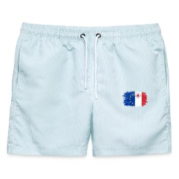 EU Japan Flagge Fusion Kreuz - Männer Badeshorts - hellblau gestreift - Vorne - AI Model Male 178 light (178cm)