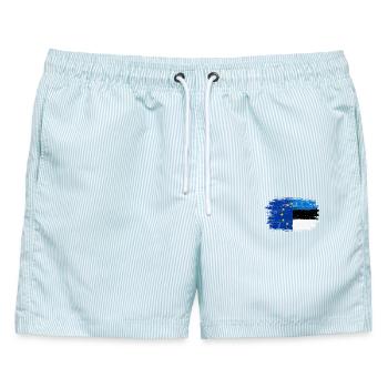 Fusion der EU-deutschen Flagge - Männer Badeshorts - hellblau gestreift - Vorne - AI Model Male 178 light (178cm)