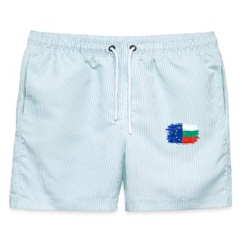 Hinweis Fusion EU Bulgarischer Pinsel - Männer Badeshorts - hellblau gestreift - Vorne - AI Model Male 178 light (178cm)