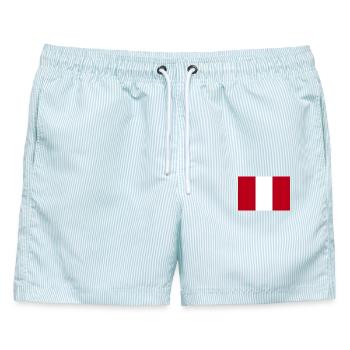 Peru National Flagge - Männer Badeshorts - hellblau gestreift - Vorne - AI Model Male 178 light (178cm)