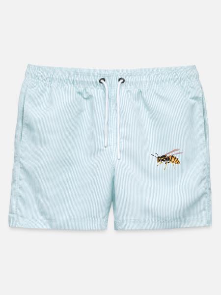 Wespe  - Männer Badeshorts - hellblau gestreift