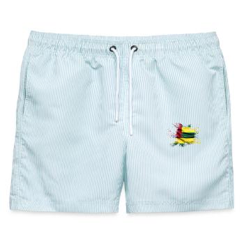 Togo Flagge Farbklecks Kunst Fahne Urban - Männer Badeshorts - hellblau gestreift - Vorne - AI Model Male 178 light (178cm)