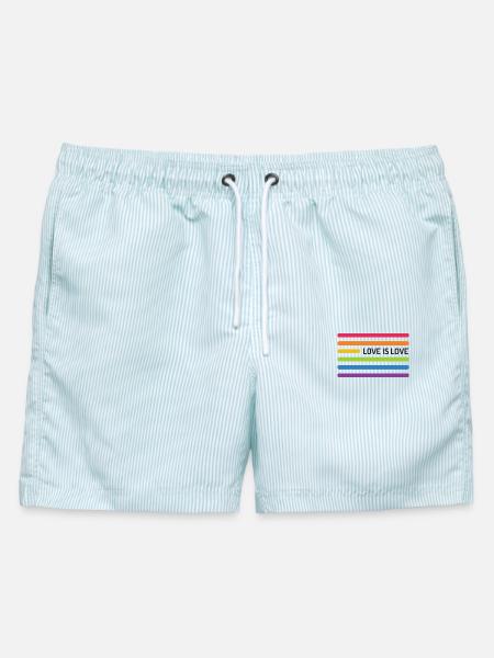 LGBT Pride Monat - Liebe ist Liebe - Männer Badeshorts - hellblau gestreift