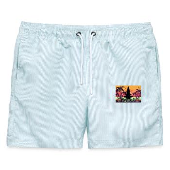 BALI - Männer Badeshorts - hellblau gestreift - Vorne - AI Model Male 178 light (178cm)